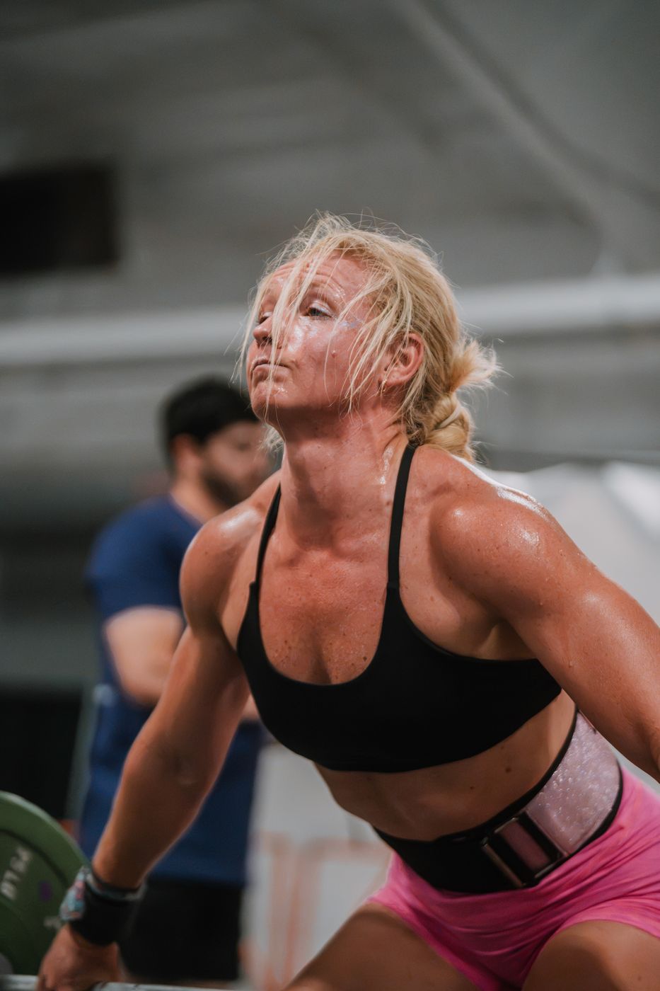 Athlete mid-effort, close portrait